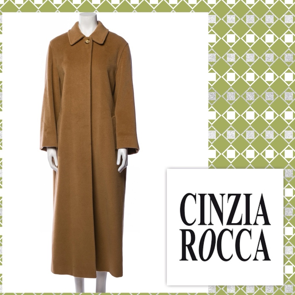 Cinzia Rocca Long Pure Virgin Wool Brown Coat Vintage Made in Italy sz 16